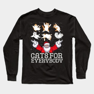 Cats For Everybody Christmas Cat Funny Xmas Santa Long Sleeve T-Shirt